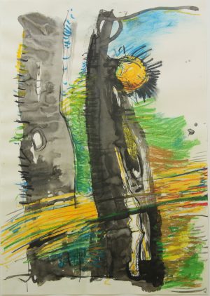 “O.T.“, Kreide, Tusche, Kohle auf Papier, 2013, 60x40cm